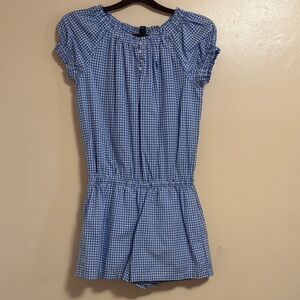 Polo Ralph Lauren Blue Gingham Short Sleeve Romper